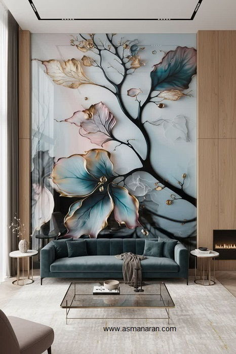 ماربل شیت شیشه‌ای طرح ماربل روشن با سطح صیقلی