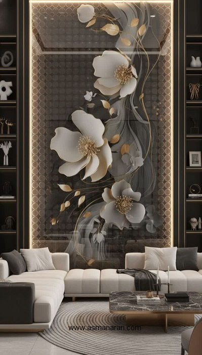 ماربل شیت شیشه‌ای طرح ماربل سفید مناسب بین کابینتی